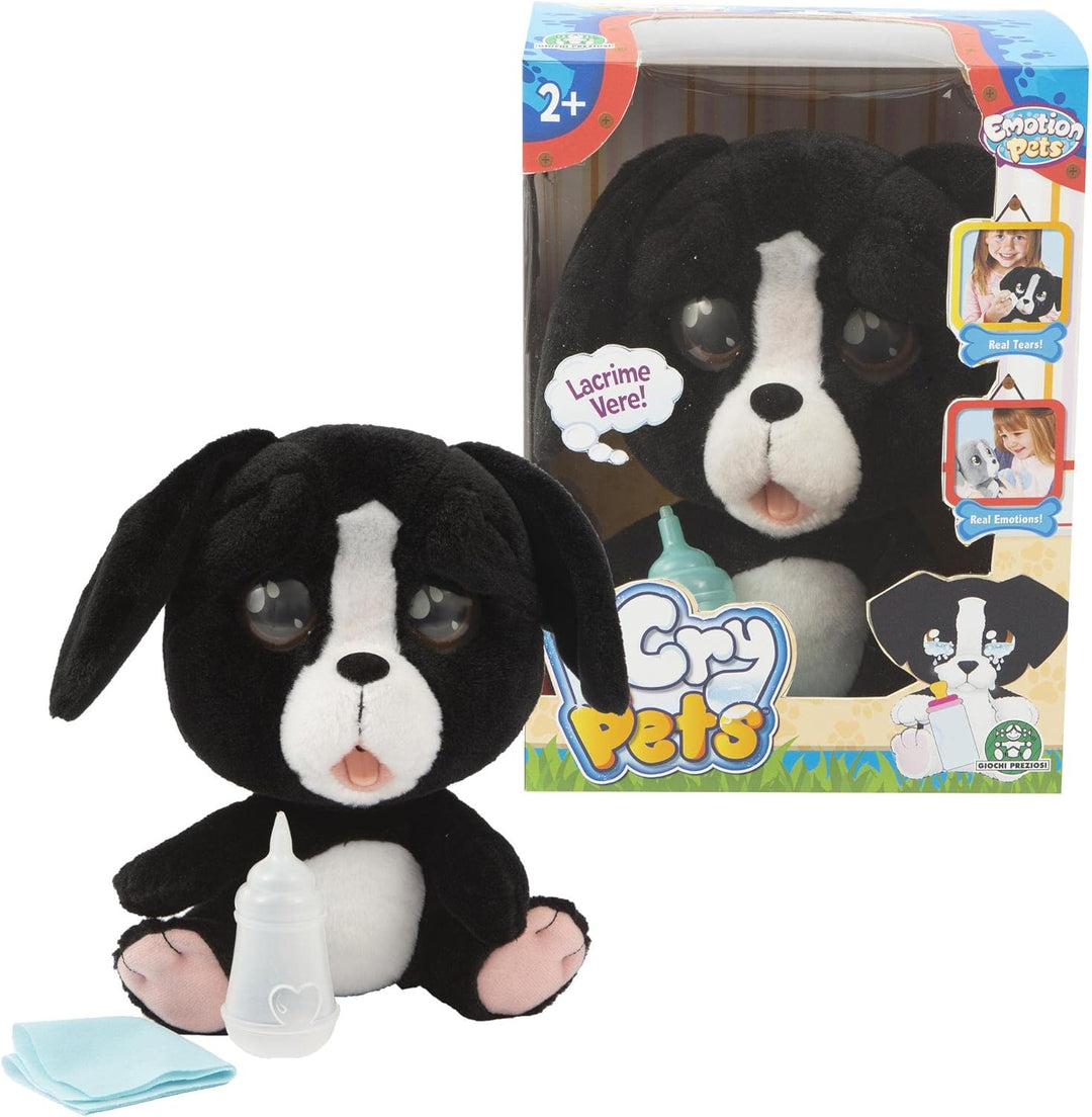 Giochi Preziosi Cry Pets Plüschtier mit Funktionen, Schwarz Plüschhund mit Funktionen, Plüschhund mi