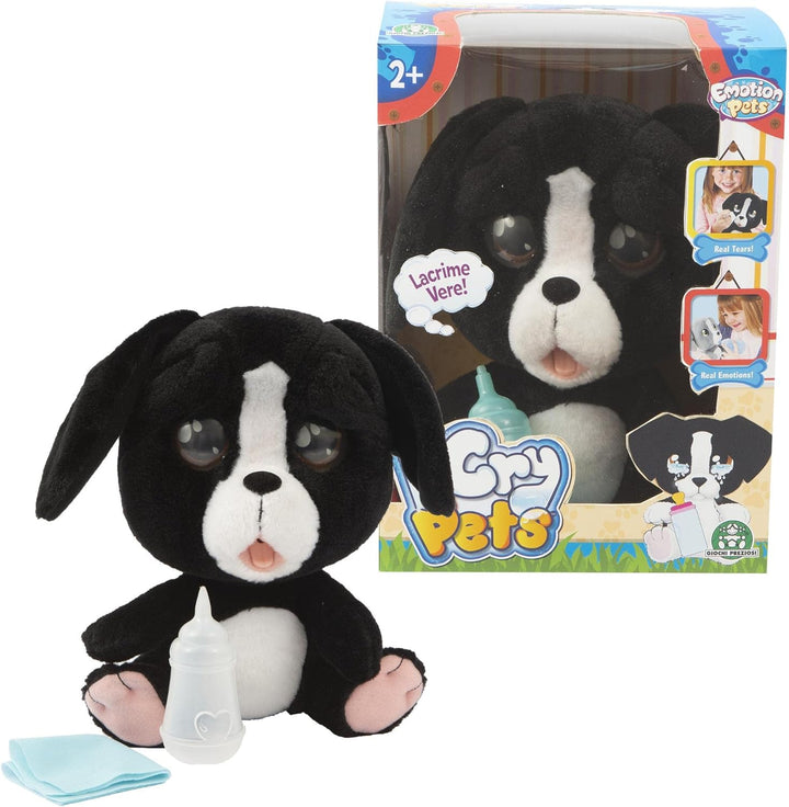 Giochi Preziosi Cry Pets Plüschtier mit Funktionen, Schwarz Plüschhund mit Funktionen, Plüschhund mi
