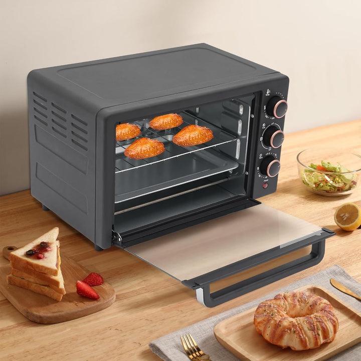 Mini Backofen 22 L, Elektrischer Minibackofen, Klein mini Backofen mit Umluft, 1000 W, 120-250 °C, 6