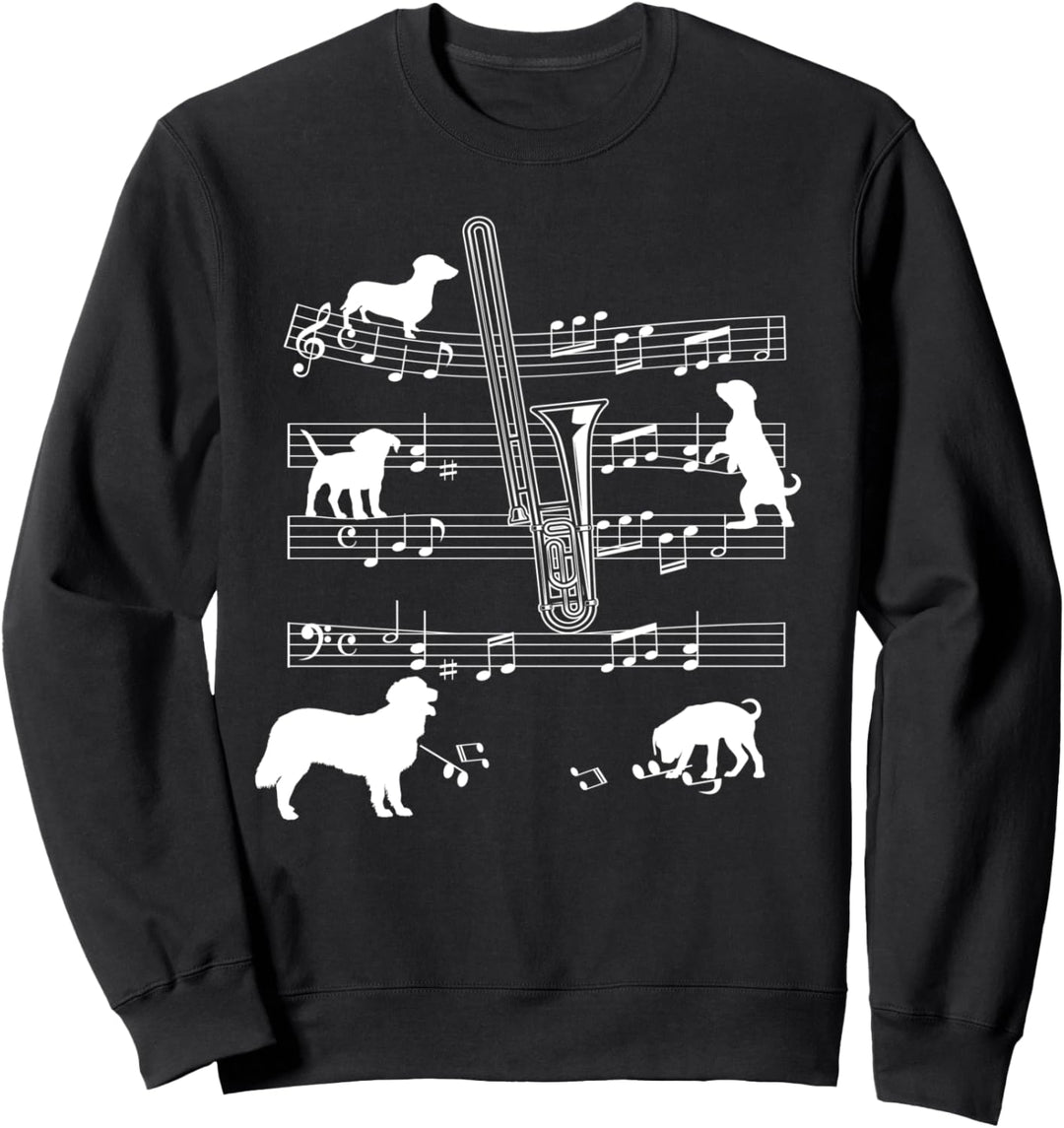 Posaune Spieler Hund für Posaunistin Hunde und Posaune Sweatshirt