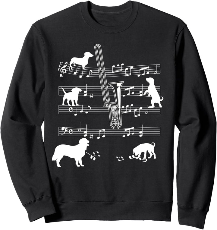 Posaune Spieler Hund für Posaunistin Hunde und Posaune Sweatshirt