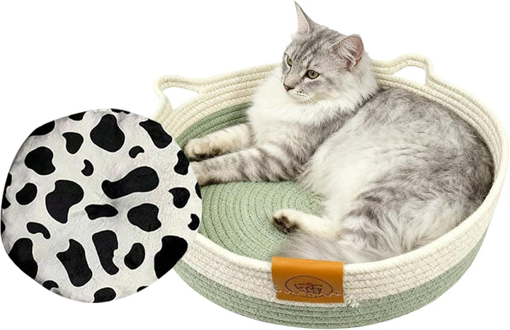 Rundes Katzenbett | Waschbares Nest Mit Matte - Schlafbett Und Runder Katzenkorb | für Indoor e Alle