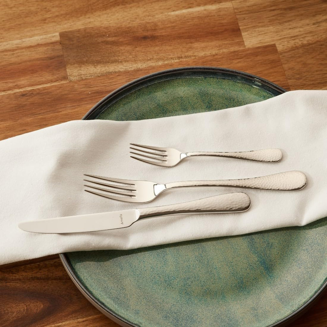 Amefa SIERRA Besteck Set 6 Personen | 30-teilig | Edelstahl 18/10 satiniert | gehämmerte Griffe | Es