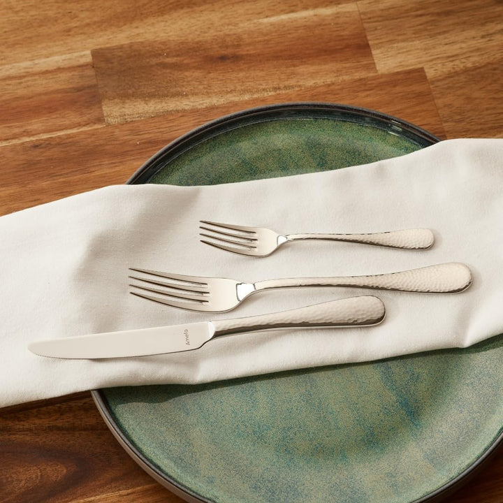 Amefa SIERRA Besteck Set 6 Personen | 30-teilig | Edelstahl 18/10 satiniert | gehämmerte Griffe | Es