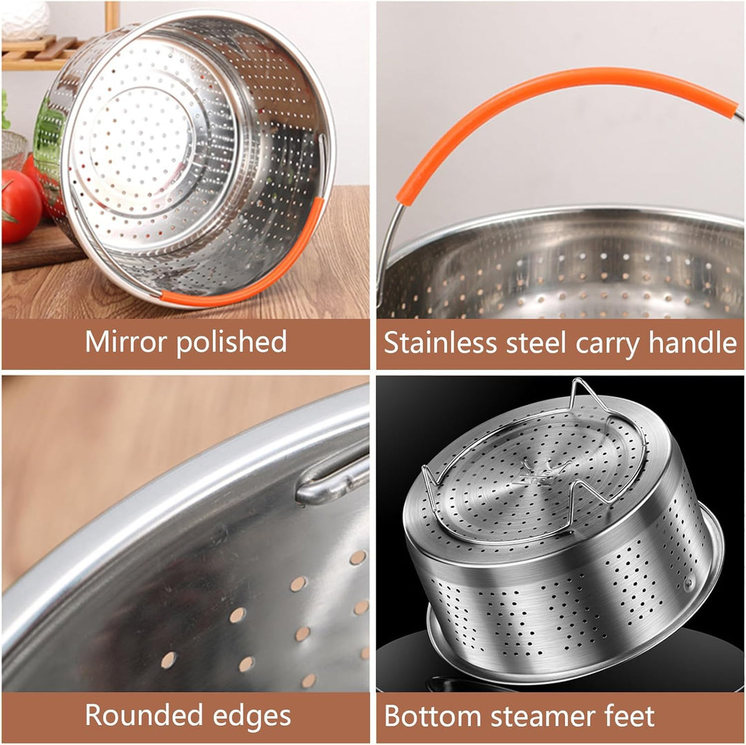 Dampfkorb Einsatz,Edelstahl Dampfgarer Dampfeinsatz für topf, Dünsteinsatz Dampfgarer Topf mit Griff