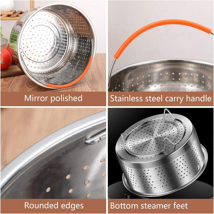 Dampfkorb Einsatz,Edelstahl Dampfgarer Dampfeinsatz für topf, Dünsteinsatz Dampfgarer Topf mit Griff