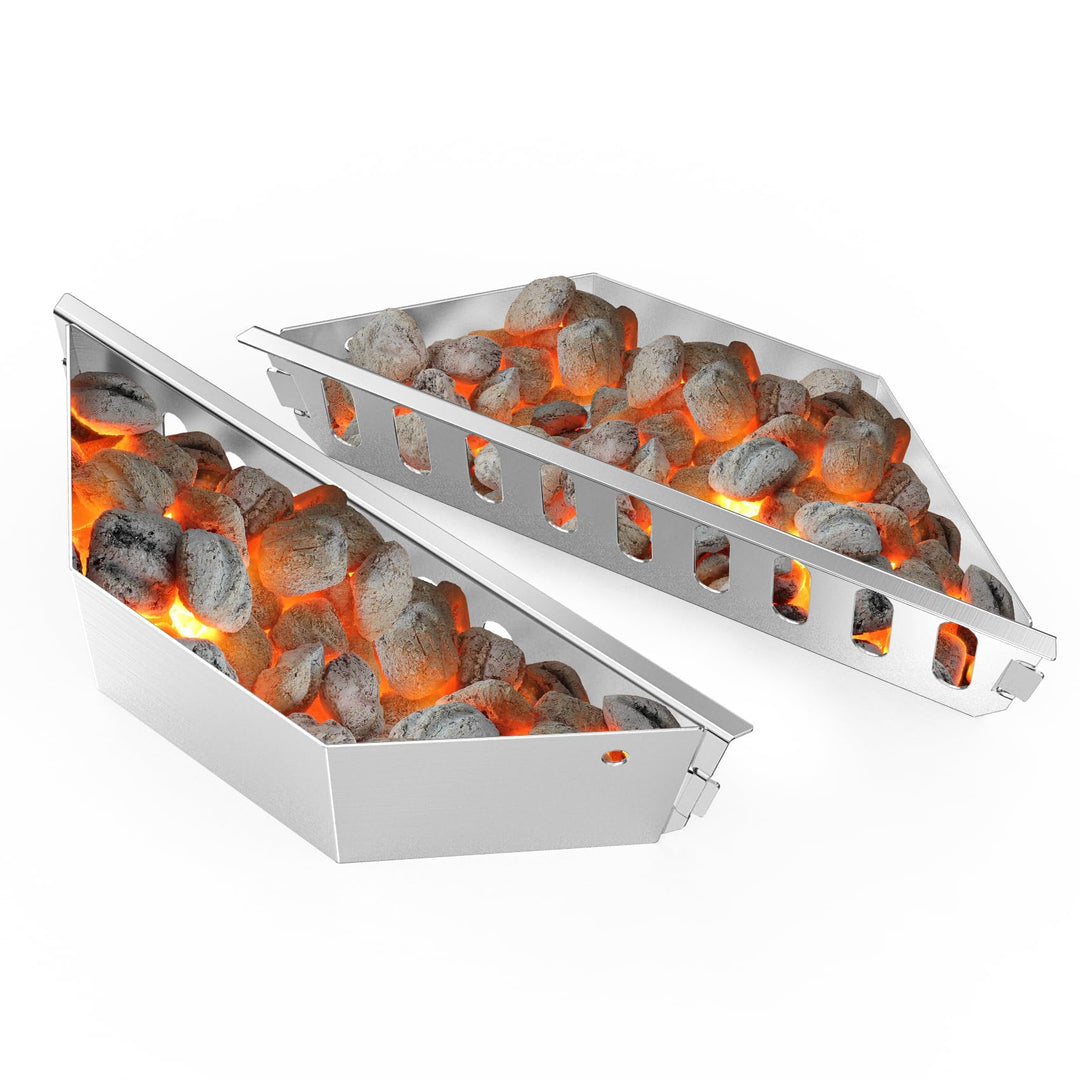 onlyfire Char-Basket 2 Stück, Edelstahl Holzkohlekörbe für Direktes und Indirektes Grillen, Kohlekör
