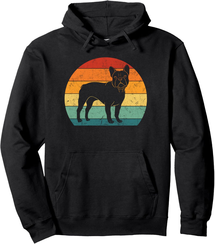French Bulldog Retro Vintage 60s 70s Funny Frenchie Loves Pullover Hoodie