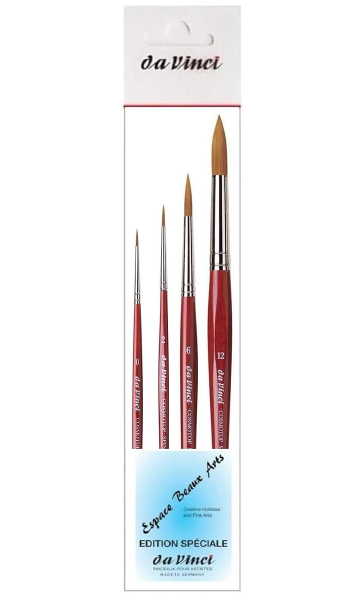 Da Vinci Series 5580 cosmotop Spin - Aquarell-Pinsel-4er Set Synthetik, no. 0, 2, 6, 12 Made in Germ