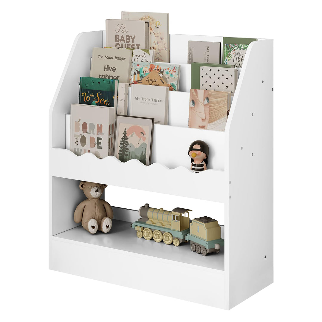 WOLTU Bücherregal Kinder, Kinderregal, weisses Regal Kinderzimmer, mit 5 Fächern, Spielzeugregal, Mo