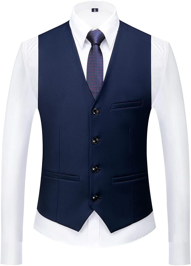 KUDORO Herren Anzüge 3-teilig Slim Fit Eine Knöpfe für Hochzeit Business Herrenanzug Sakko Weste Hos