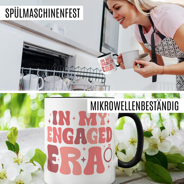 Verlobung Tasse mit Spruch – Geschenk In my engaged Era – Kaffeetasse 330ml aus Keramik – Paar Liebe