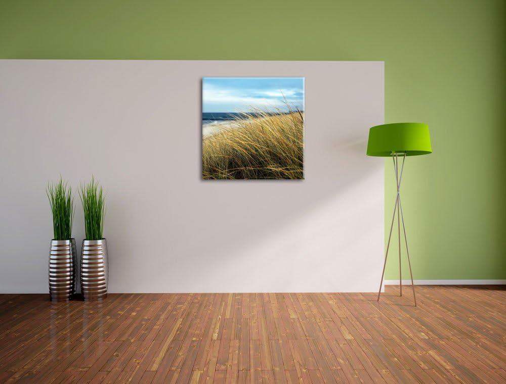 Schilf Gras am Ufer, Format: 70x70 auf Leinwand, XXL riesige Bilder fertig gerahmt mit Keilrahmen, K