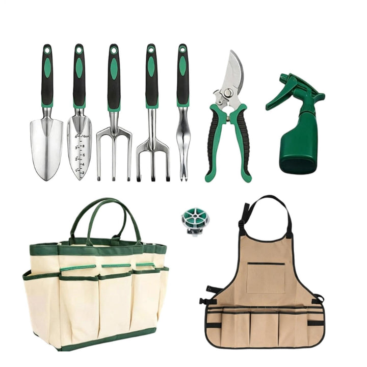 Gartenwerkzeug-Set mit Schaufeln, Schürze, Tragetasche, 11 Teile | Schwerlast-Gartenwerkzeuge für An