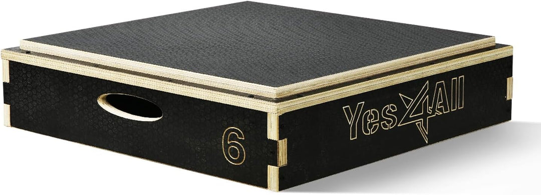 Yes4All Plyo-Box aus Holz, 3-in-1, rutschfeste Step-Up-Box für Workout, plyometrische Sprungbox für