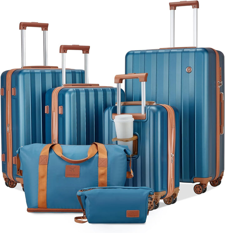 Joyway Koffer Handgepäck Kofferset 4 teilig, Hartschalen Reisekoffer mit Getränkehalter, 4 Rollen TS