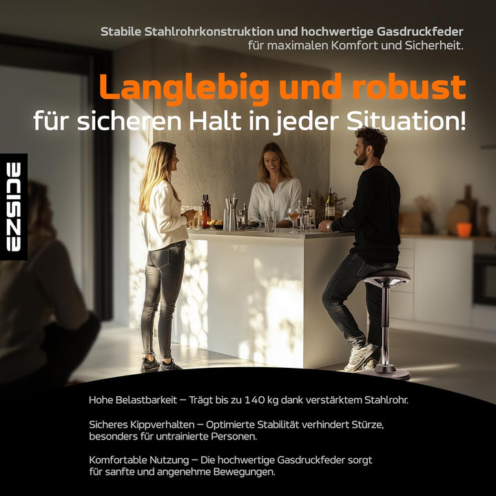 EZSIDE: Höhenverstellbarer Bürohocker, Ergonomischer Arbeitshocker gegen Rückenschmerzen & Verspannu