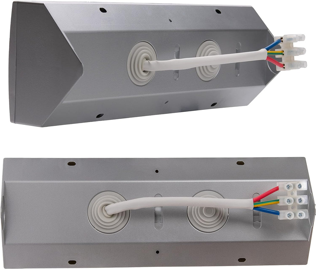 Eck-Steckdose Aufbaumontage, 2-Fach Schuko, 2X USB, 15 cm Anschlusskabel und Lüsterklemme für Küchen
