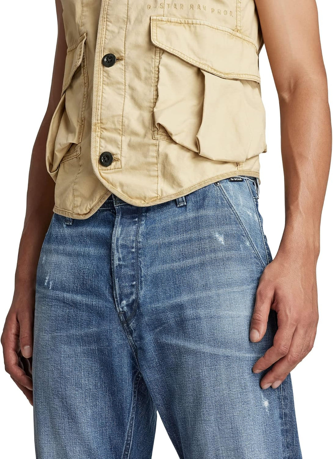 G-STAR RAW Herren Grip 3D Relaxed Tapered Jeans 27W / 32L Blau (Faded Hague Blue Destroyed D19928-c7