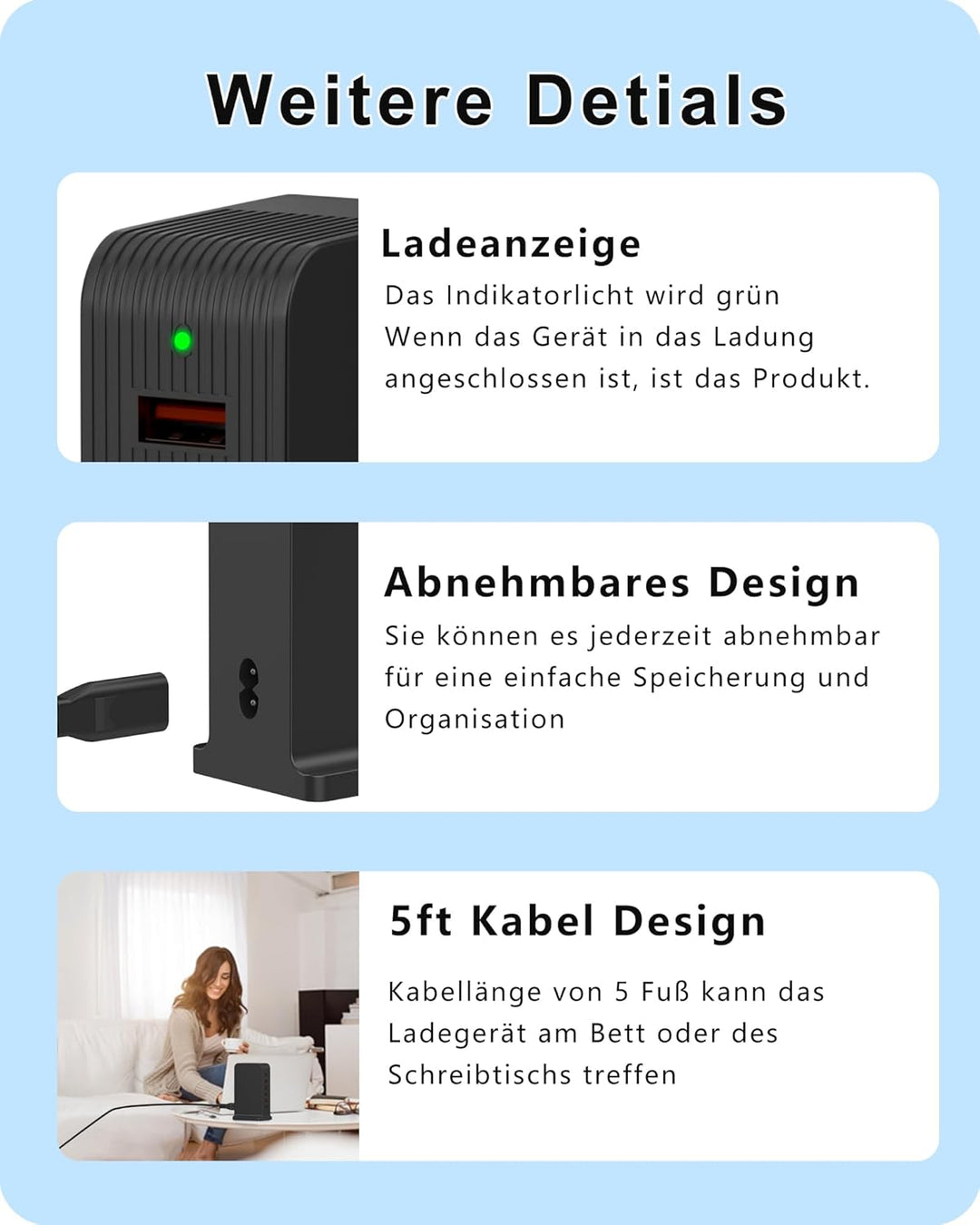 POANES 6 Port USB Ladestation 50W USB Ladegerät Mehrfach USB-C Handy Netzteil Mehrfachstecker Chargi