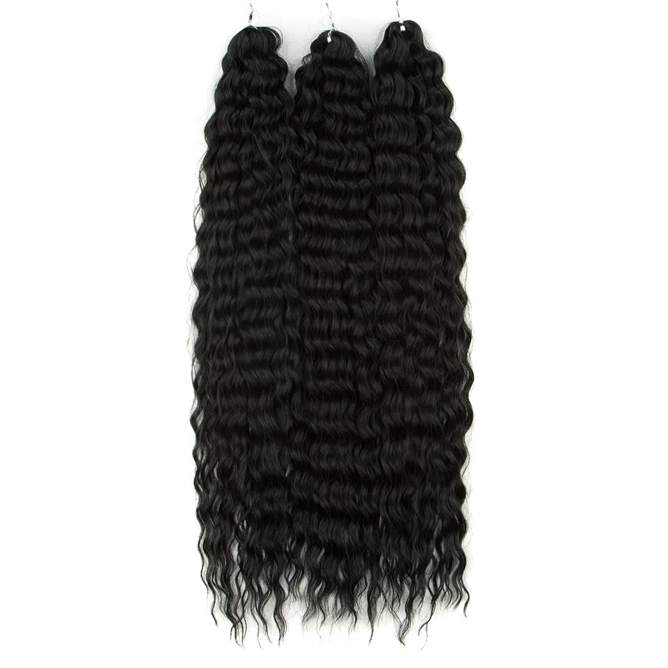 PORSMEER 22 Zoll 3 Packs Tief Twist Crochet Hair Schwarz für Butterfly Locs Crochet Braids Bohemian
