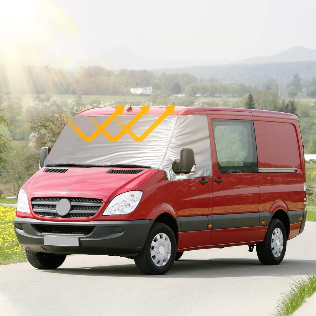 Externe Thermo Scheibenabdeckung passend für Mercedes Sprinter 2006-2018, Luxus Silber Wrap Windschu