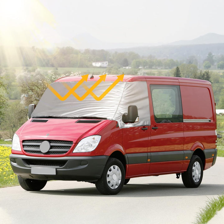 Externe Thermo Scheibenabdeckung passend für Mercedes Sprinter 2006-2018, Luxus Silber Wrap Windschu