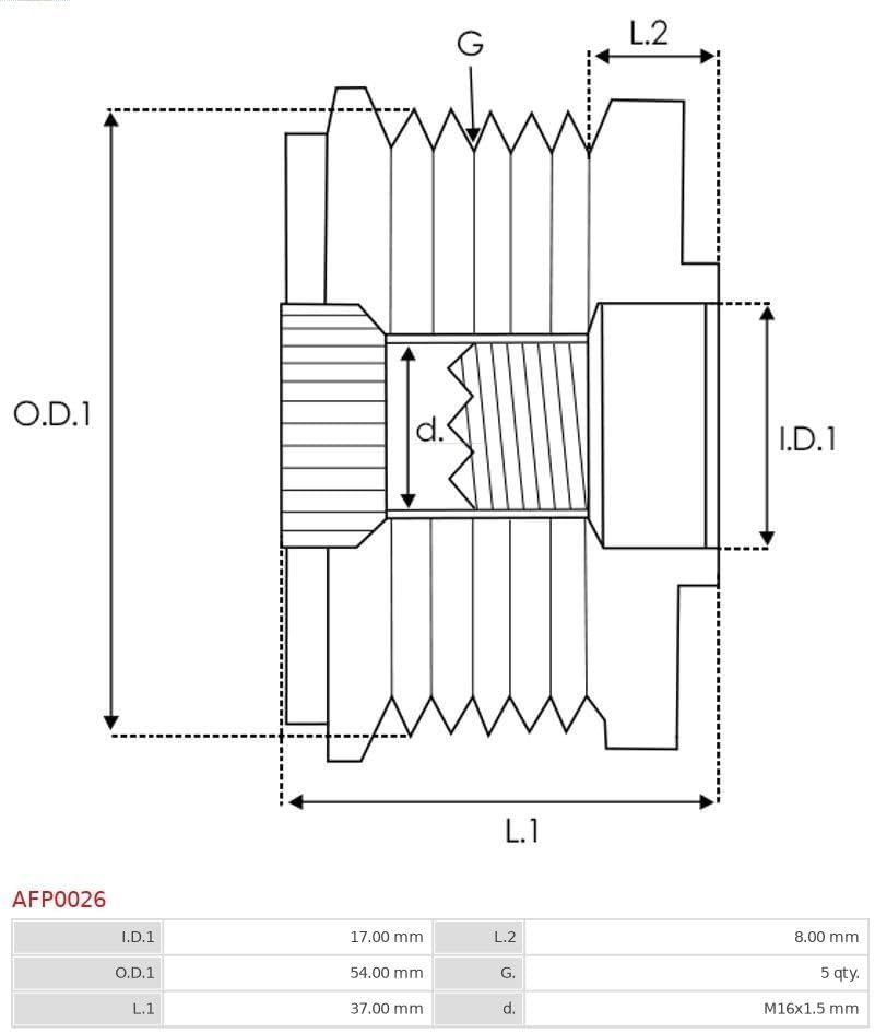 AS-PL Generatorfreilauf Riemenscheibe Lichtmaschine 09195337 93170214 1204412 Kompatibel mit OPEL ZA