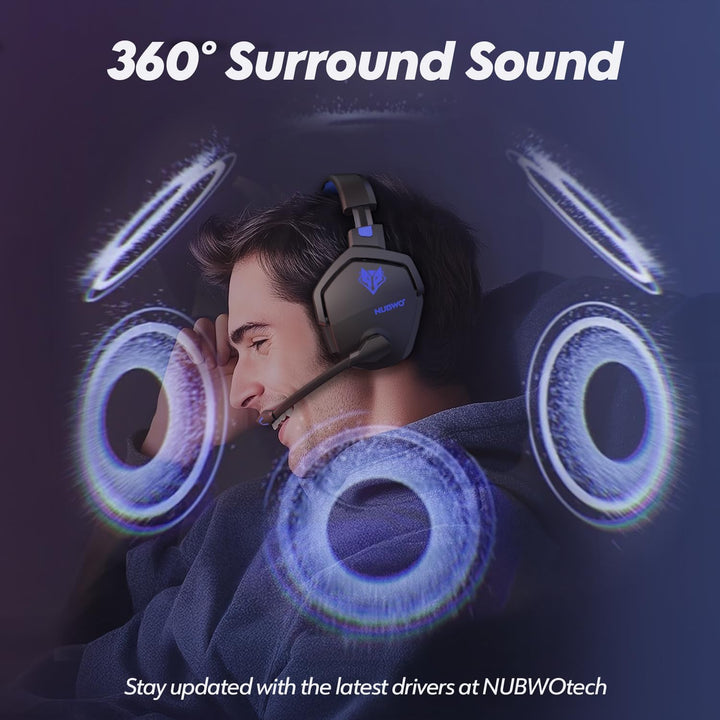 NUBWO G06 Wireless Gaming Headset für PS5, PS4, PC, Rauschunterdrückung über Ohr-Gaming-Kopfhörer mi