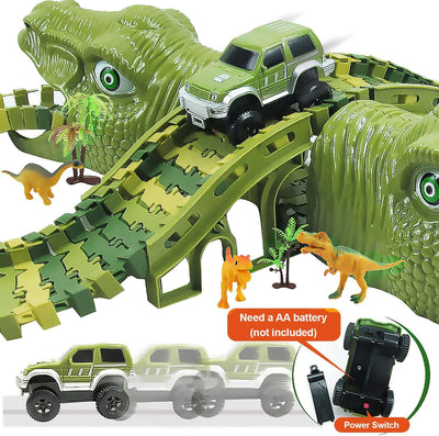 MOOKLIN ROAM 153 Stück Dinosaurier Autorennbahn Rennbahnen Cars, Dino Rennbahn Auto Spielzeug Cars R