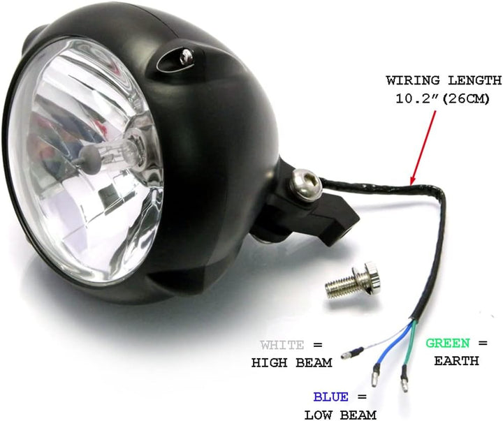 Alchemy Parts 6.7" 12V/55W Mattschwarz Unten Halterung Motorrad Trike Scheinwerfer