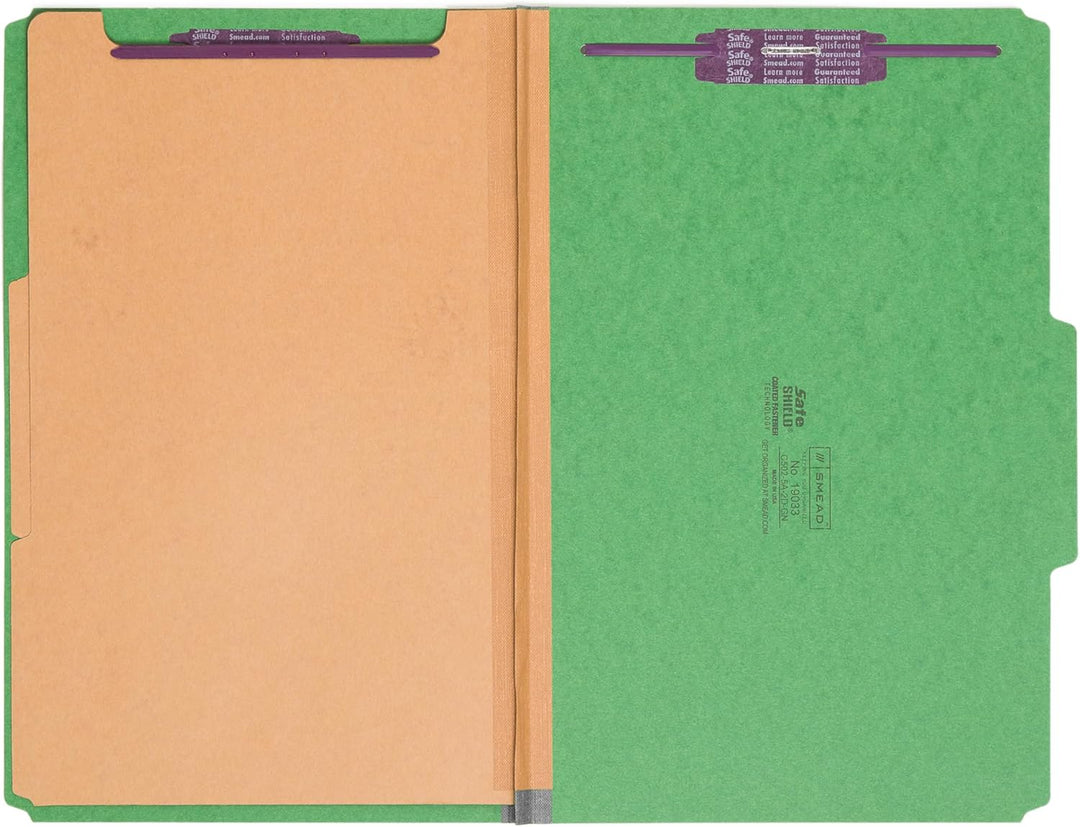 Smead Pressbrett-Klassifizierungsmappe mit SafeSHIELD-Verschlüssen, 2 Trennwänden, 2 Zoll Erweiterun