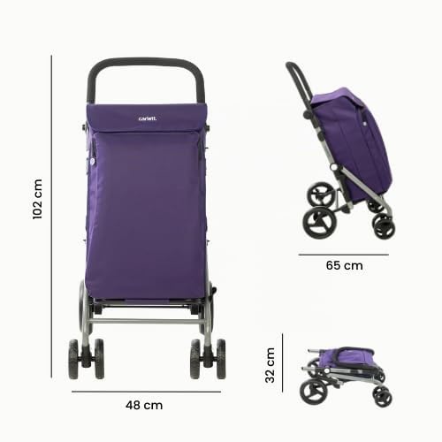 Carlett - Lite Family Lett470 | Warenkorb | Zusammenklappbarer Einkaufswagen | 4 Räder | Verstellbar