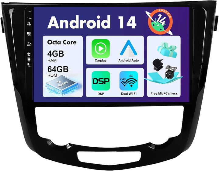 SXAUTO Android 12 IPS Autoradio für Nissan X-Trail Qashqai J11 Rouge(2014-2018) - Eingebaut Carplay/