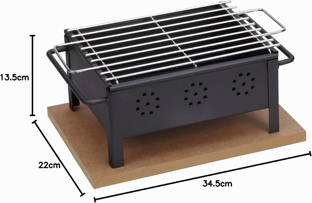 Tischgrill mit Edelstahl-Rost, 25x20 cm