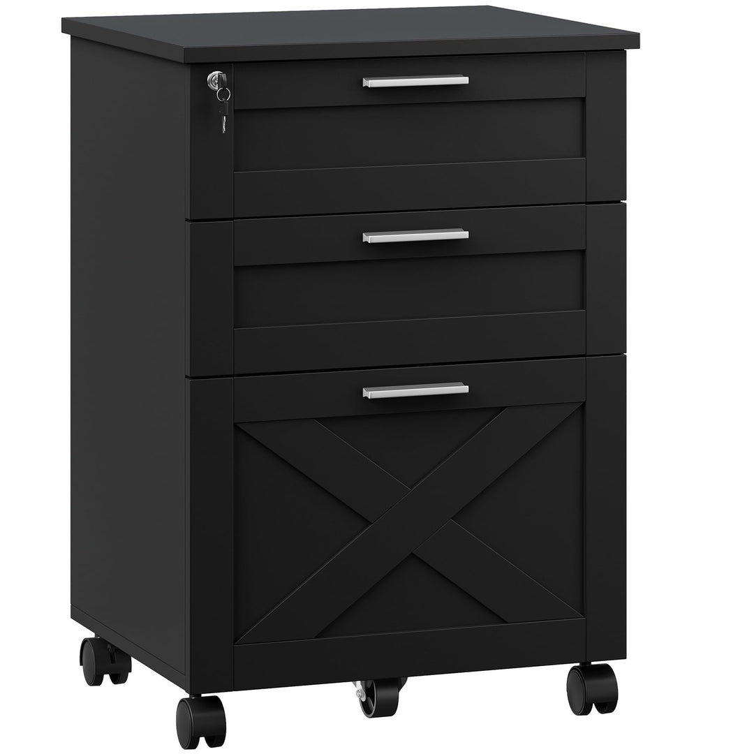 Litake Schubladenschrank, Rollcontainer, mobiler Aktenschrank, Metallschrank, Druckertisch, abschlie