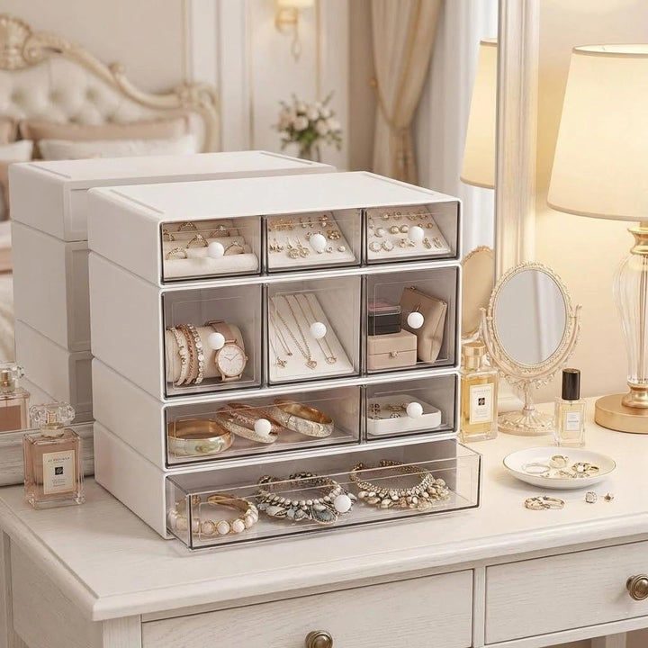 schubladenbox,Schreibtisch Organizer,Desk Aufbewahrungsbox mit 9 Schubladen,Stapelbare,multifunktion