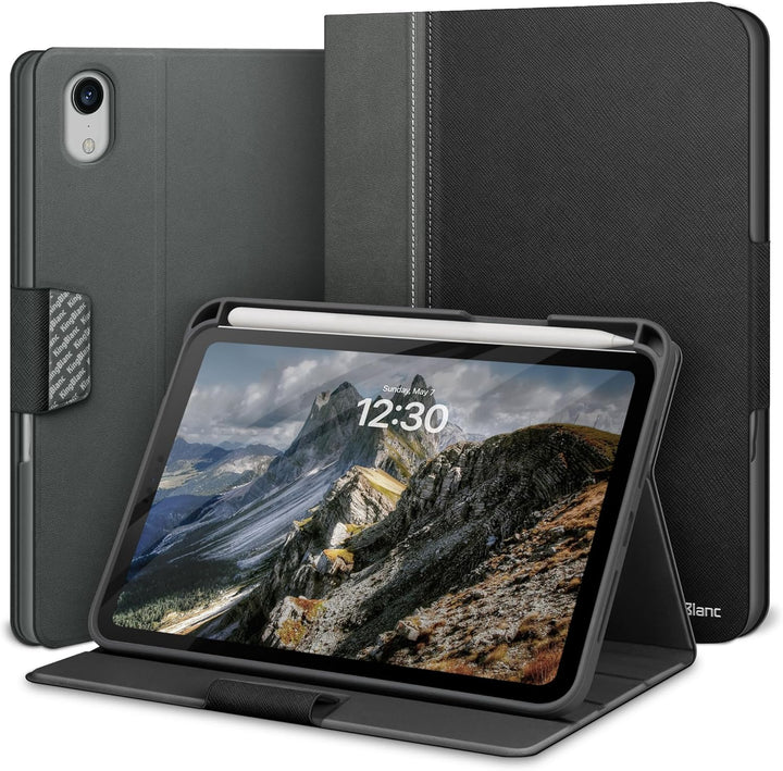 KingBlanc iPad Mini 6 Hülle 2021 8,3 Zoll, Veganes Leder Schutzhülle mit Stifthalter, Auto Schlaf/Wa