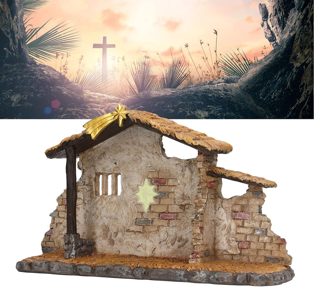 Raguso Weihnachtskrippe-Schuppen-Statue, vielseitig einsetzbar, Exquisite Verarbeitung, langlebige K