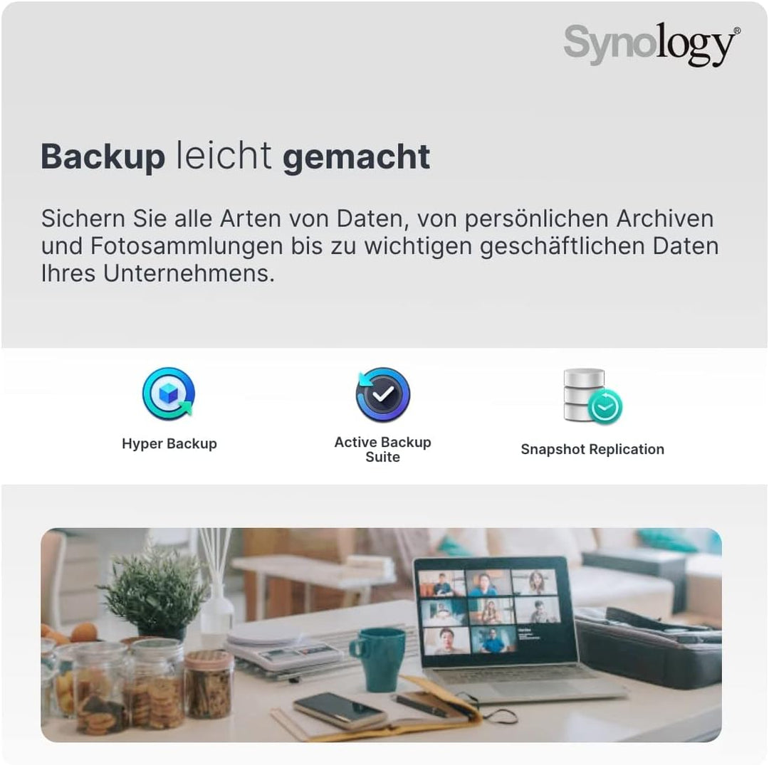 Synology DS1522+ 5-Bay DiskStation NAS AMD Ryzen R1600 8GB Ram 4xRJ-45 1GbE LAN-Port, ohne HDDs ohne
