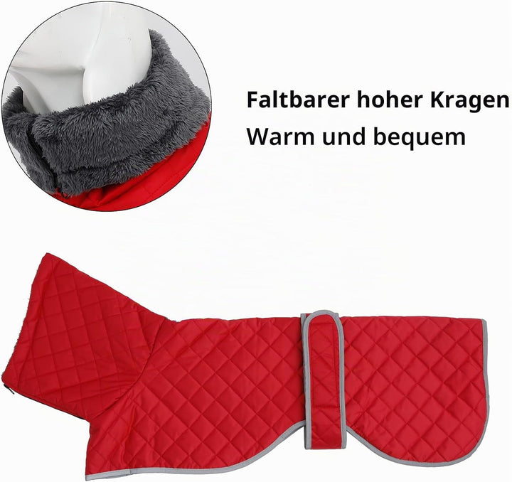 Geyecete Winter Hundemantel fur Windhunde,Warm Hundejacke mit Fleecefutter,wasserdicht,Winddicht,Ver