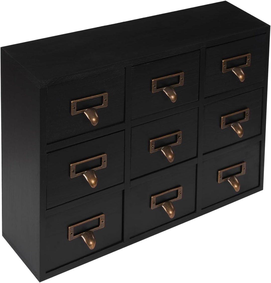 Mini Kommode mit 9 Schubladen, Vintage Schubladenbox Holz Apothekerschrank Desktop Storage Cabinet f