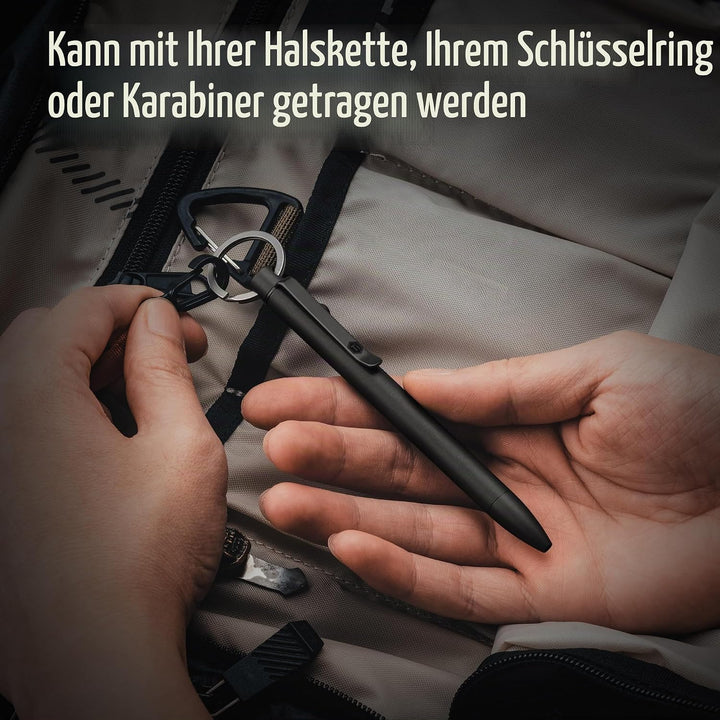 KeyUnity KP01BK Bolt Action Pen mit Clip, EDC-Taschenstift aus Titanlegierung, einziehbarer Metallku