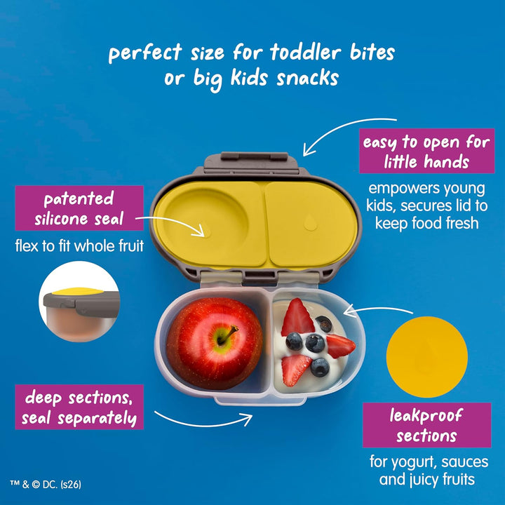 b.box Batman Snackbox | Mini Bento-Brotdose mit 2 auslaufsicheren Fächern | Ideal für Kleinkinder, K