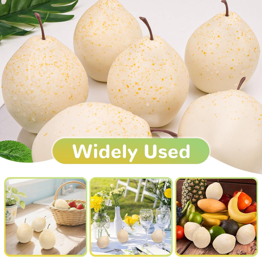 6pcs künstliche weisse Birne Dekoration gefälschte Frucht Birnen lebendige realistische Kunststoff L