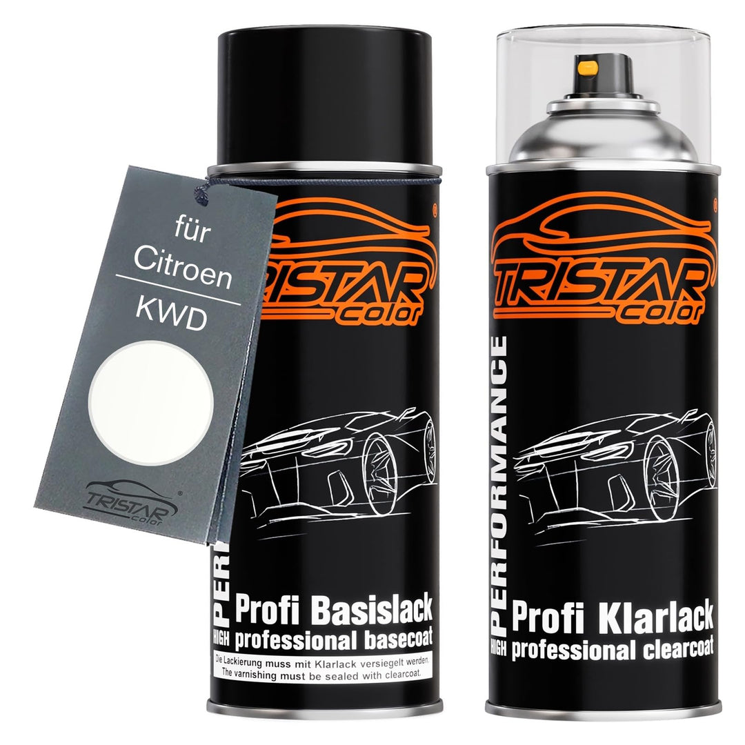 TRISTARcolor Autolack Spraydosen Set für Citroen KWD Lipizzan White Basislack Klarlack Sprühdose 400