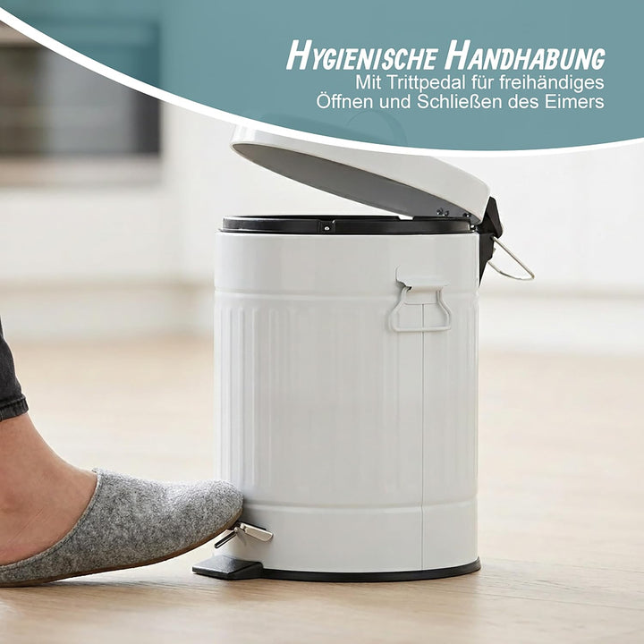 Relaxdays Treteimer Vintage, Abfalleimer für Küche oder Bad, aus Metall, mit Tretfunktion, Kosmetike