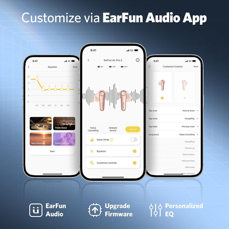 Bluetooth Kopfhörer In Ear, EarFun Air Pro 3 Kopfhörer Kabellose, Hybrid Aktive Geräuschunterdrückun