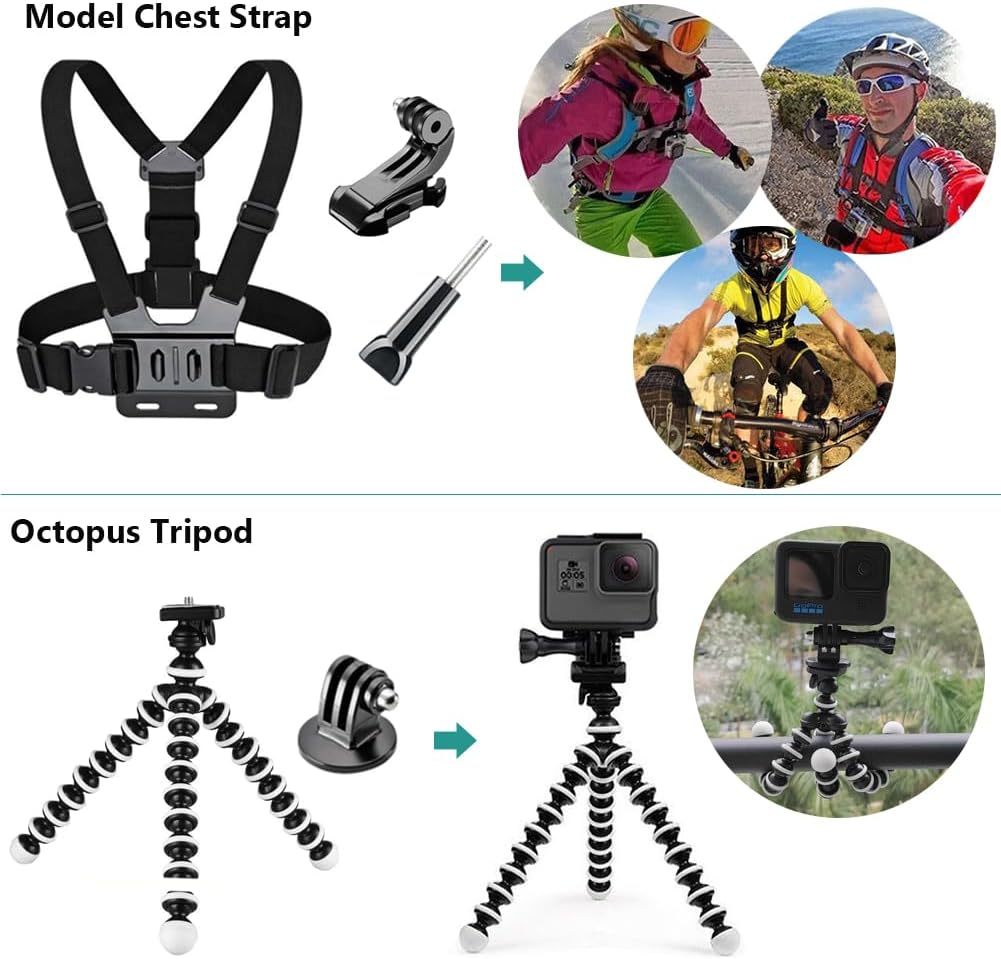 11-in-1-Zubehör-Set für Action-Kamera, kompatibel mit GoPro Hero 9, 8, Max, 7, 6, 5, 4, Black, GoPro