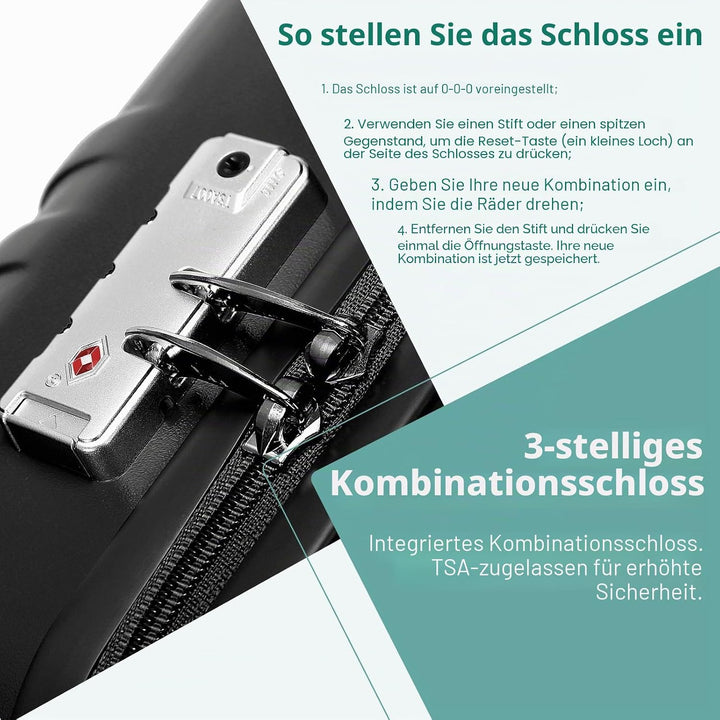 British Traveller Reisekoffer Set Handgepäck Koffer Hartschalenkoffer ABS+PC mit 8 Spinnerräder Roll